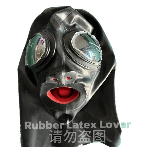 Fitted latex hood mask glass - fitted,