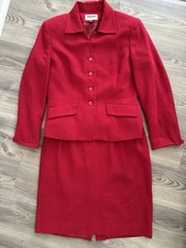 Kasper Red 2pc Skirt Suit Women’s Size 10P 10 Petite Business Career Lined