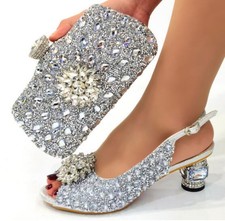 Rhinestones Shoes and Bag Set