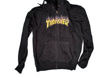 Thrasher Flame Logo Zip-Up Hoodie – Size L – Black