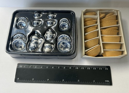 Blue and white tea set - white,