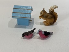 1/12th Scale Dolls House Garden Birds, Bird Box & Squirrel