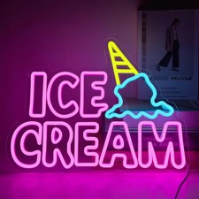 Ice Cream Neon Sign LED Neon Light Sign USB for Retail Takeaway Shop