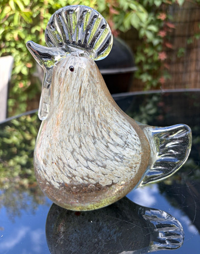 Vintage art glass chicken - glass,
