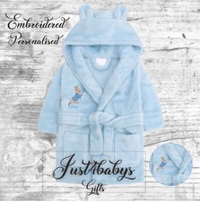 Embroidered Peter Rabbit Personalised Soft Baby Dressing Gown Bath Robe EARS RU1