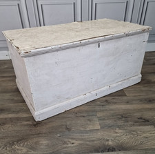 Vintage Wooden Pine Chest Storage Trunk Blanket Box Rustic Painted Tool Box