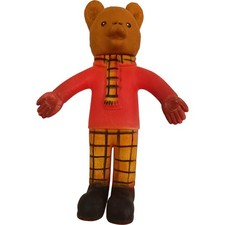 Vintage Rupert Bear Vinyl Figure with Red Sweater and Checkered Pants