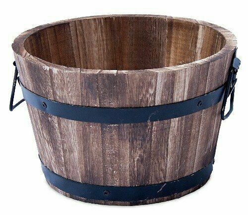 Wooden barrel planter - barrel,