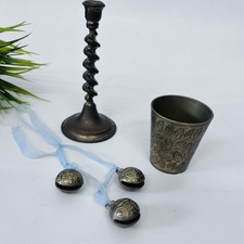 Brass Altar Ritual Cup, Candle & Tibetan Tiger Sanctuary Bells, Ward Off Evil