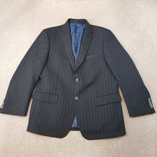 Brook Taverner Mens Jacket 42S Black Blue Stripes Boating Regatta Blazer VTG