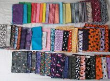 Various fabric  material for patchwork / quilting spooky witch ghost checked cat