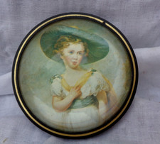 Vintage Beautiful Portrait young Girl Bubble Glass paper weight - wall art