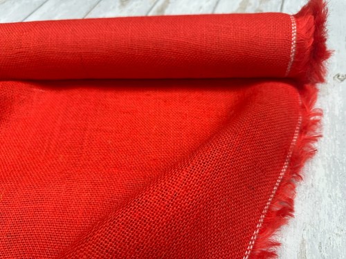 Coral red hessian jute - coral,