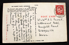 Aldeburgh, Suffolk 1965 postmark on a Lavenham postcard