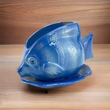Blue Fish Planter MCM Vintage