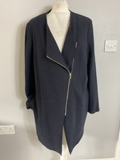 Modern Rarity coat jacket zip up navy blue boiled wool blend L UK 12 14 pockets