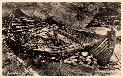 Postcard osebergfunnet skibet - osebergfunnet,