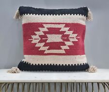 Set of 2 Kilim Hand loom Woven Cotton Textured, Boho Cushion Cover 18x18 Inches