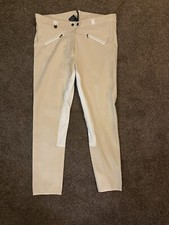 Ladies Derby House Beige Breeches With Knee Patches Size 20 / 38”
