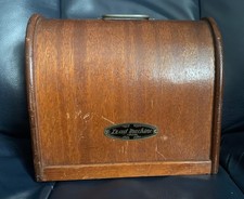 Lead Miniature Sewing Machine Bent Wood Case Lid