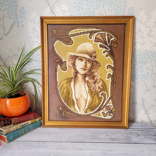 Framed needlepoint wall art - art,