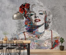 3D Marilyn Monroe Painting Self-adhesive Removeable Wallpaper Wall Mural