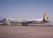 SEABOARD WORLD AIRLINES CANADAIR CL-44 AIRCRAFT POSTCARD AIRPLANE AIRLINE