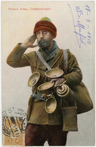 Turkey 1910 ppc water porter - turkey,