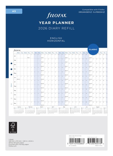 Filofax horizontal year - a5,