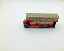 Wells Brimtoy Pocket Toy Tinplate Clockwork  6 Wheeled Double Decker Bus