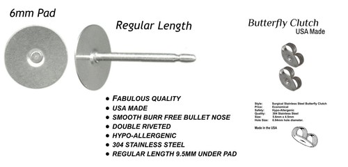 Earstuds 200 6mm usa - earstuds:, x