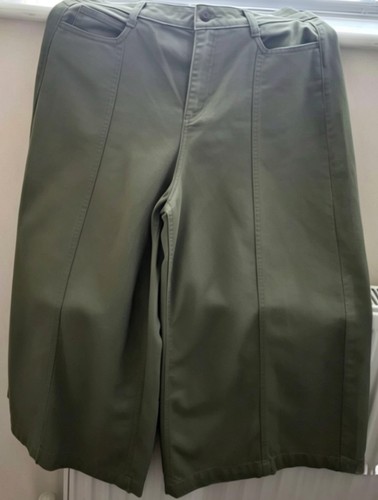 Khaki green culottes wide - green,