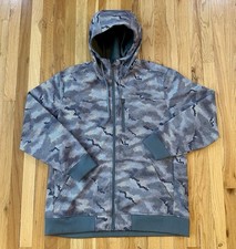 Simms Rogue Fleece Hoodie Men's XXL Hex Camo Full Zip Hooded Jacket Gray EUC