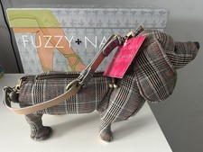 Fuzzy Nation Grey Check Dashchund Handbag With Box Excellent Condition Unused