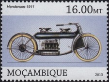 1911 HENDERSON Prototype Motorcycle Motorbike Stamp (2013 Mozambique)