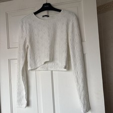 Zara Cream Ribbed Crop Top