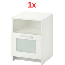 2x IKEA BRIMNES Bedside Table White 39x41 cm – Nightstand with Drawer & Shelf