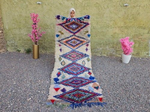 Moroccan boucherouite runner - boucherouite,