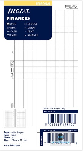 Filofax personal size finances - filofax,