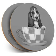 2 x Coasters bw - Cute Puppy