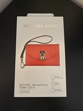 GENUINE MICHAEL KORS TANGERINE LEATHER WALLET CLUTCH FOR IPHONE 4, 4S, 3GS