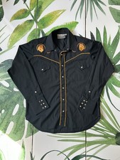 Ranch House Western Wear Cowboy Shirt Mens XL Black Country Pearl Snap Poker