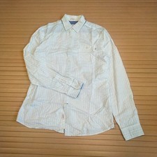 Hackett London HKT Shirt Medium White Blue Men Pin Stripe Button Up Long Sleeve