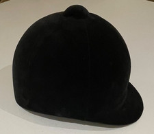 Horse Riding Hat - Dublin - Size 7 / 57 - Black Suede (Teal Lining)