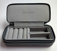 Stackers Medium Size Mid Grey Zipped Travel Jewellery Box