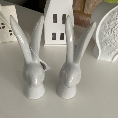 Porcelain white hare rabbit - porcelain, hare/rabbit