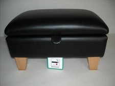 BLACK FAUX LEATHER FOOTSTOOL