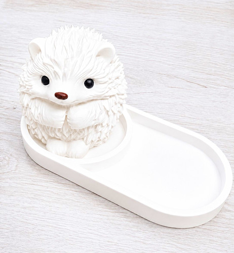 White hedgehog plaster set - plaster,