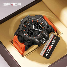 SANDA Mens Sports Watch Luxury G Style Military✅LED Digital Quartz 50M Waterprof