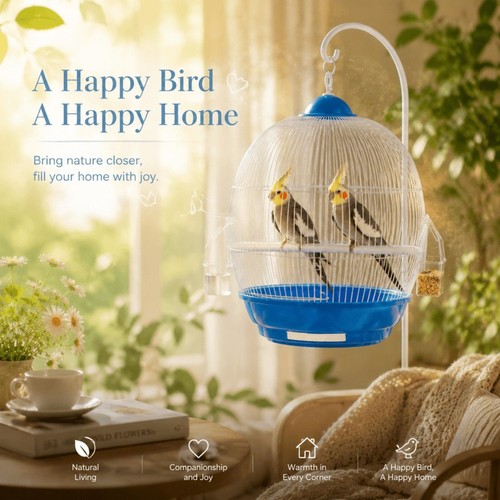 Blue round bird - blue,